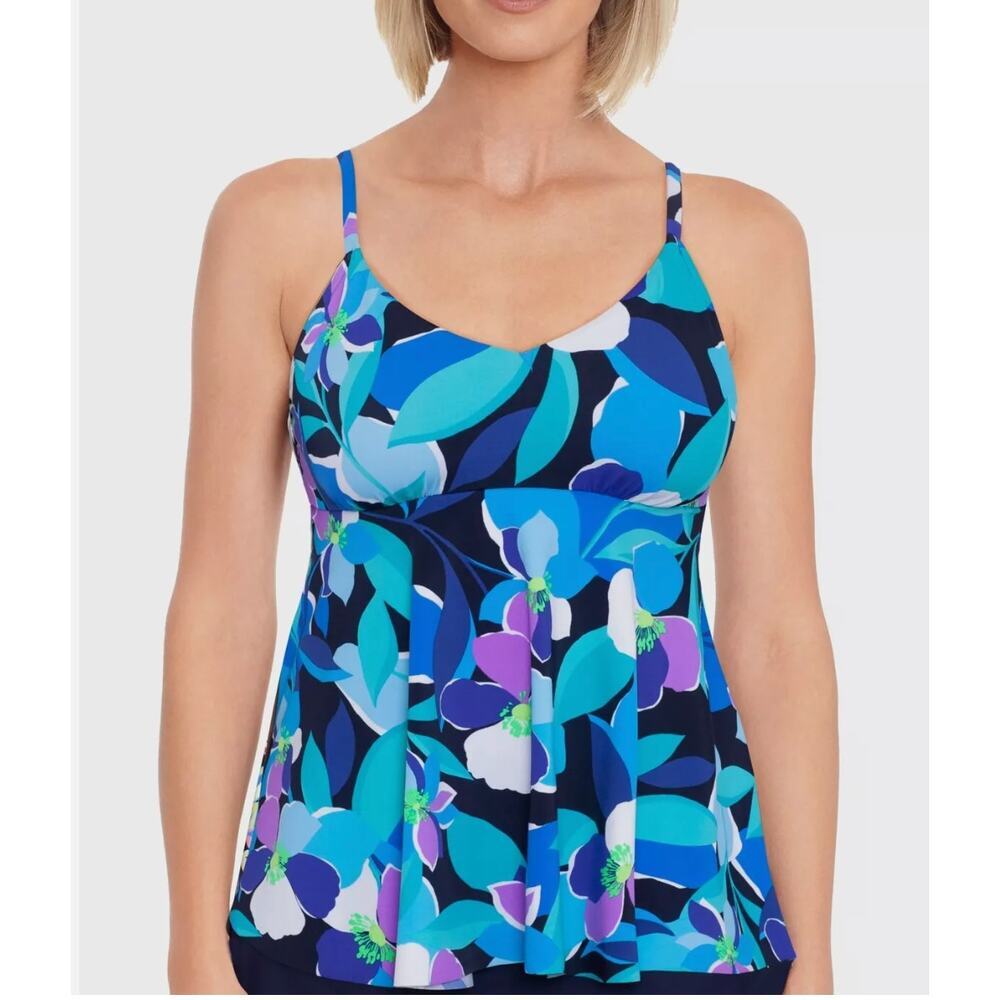 Swim Solutions Womens V-Neck Underwire Swim Tankini Top Size 10 NWT